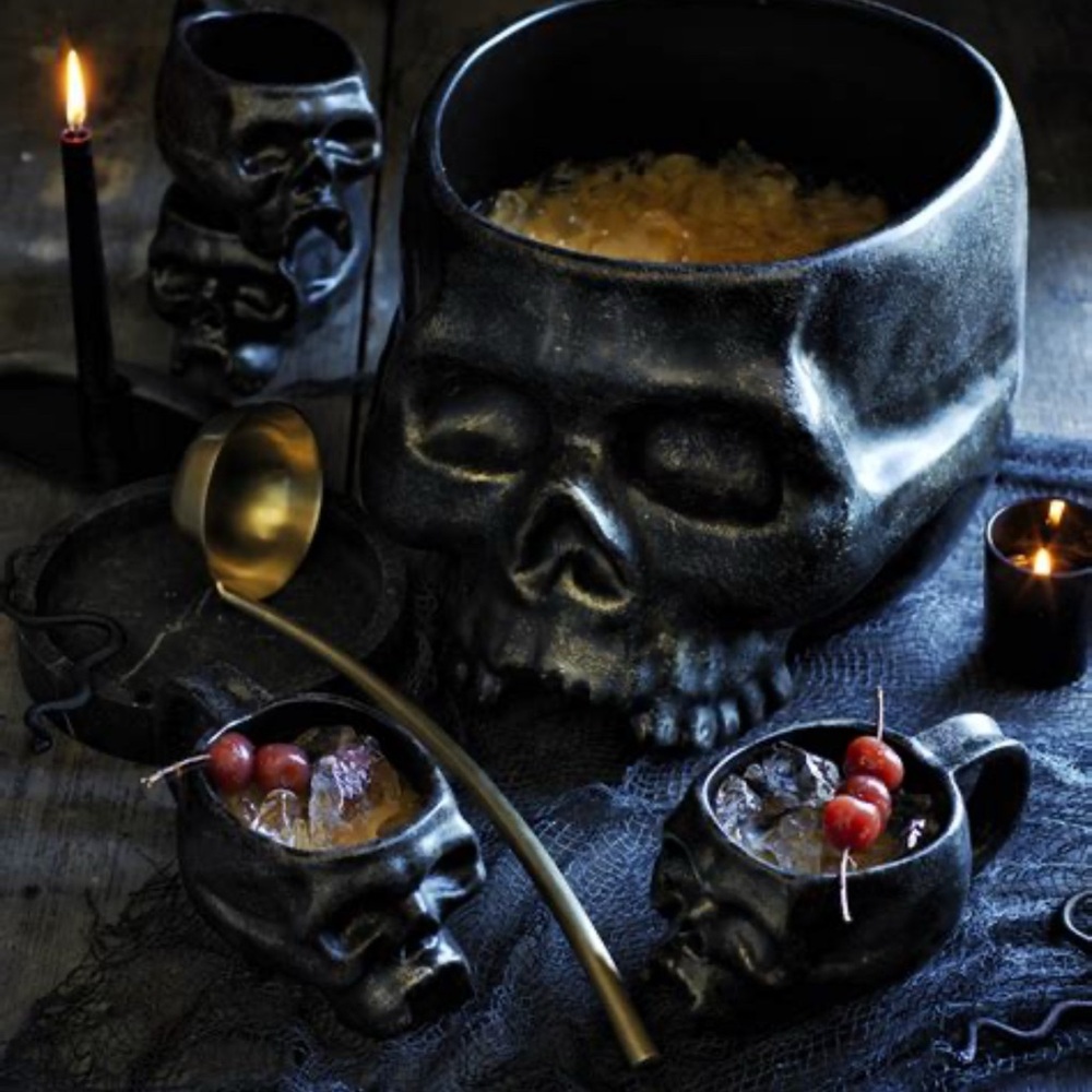 Williams Sonoma Halloween Skull Coffee Mugs Party Retired Rare Collectible - Picture 12 of 14